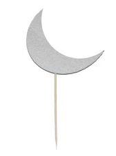 Silver Crescent Moon Eid Cupcake Toppers and Party Picks (12 pack)