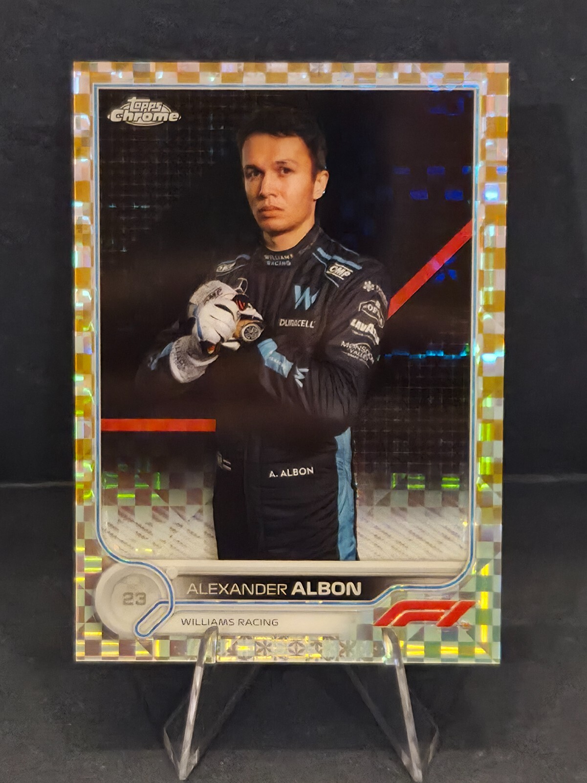 2022 Topps Chrome Formula 1 F1 Alexander Albon Portrait Gold Checker /50 #54