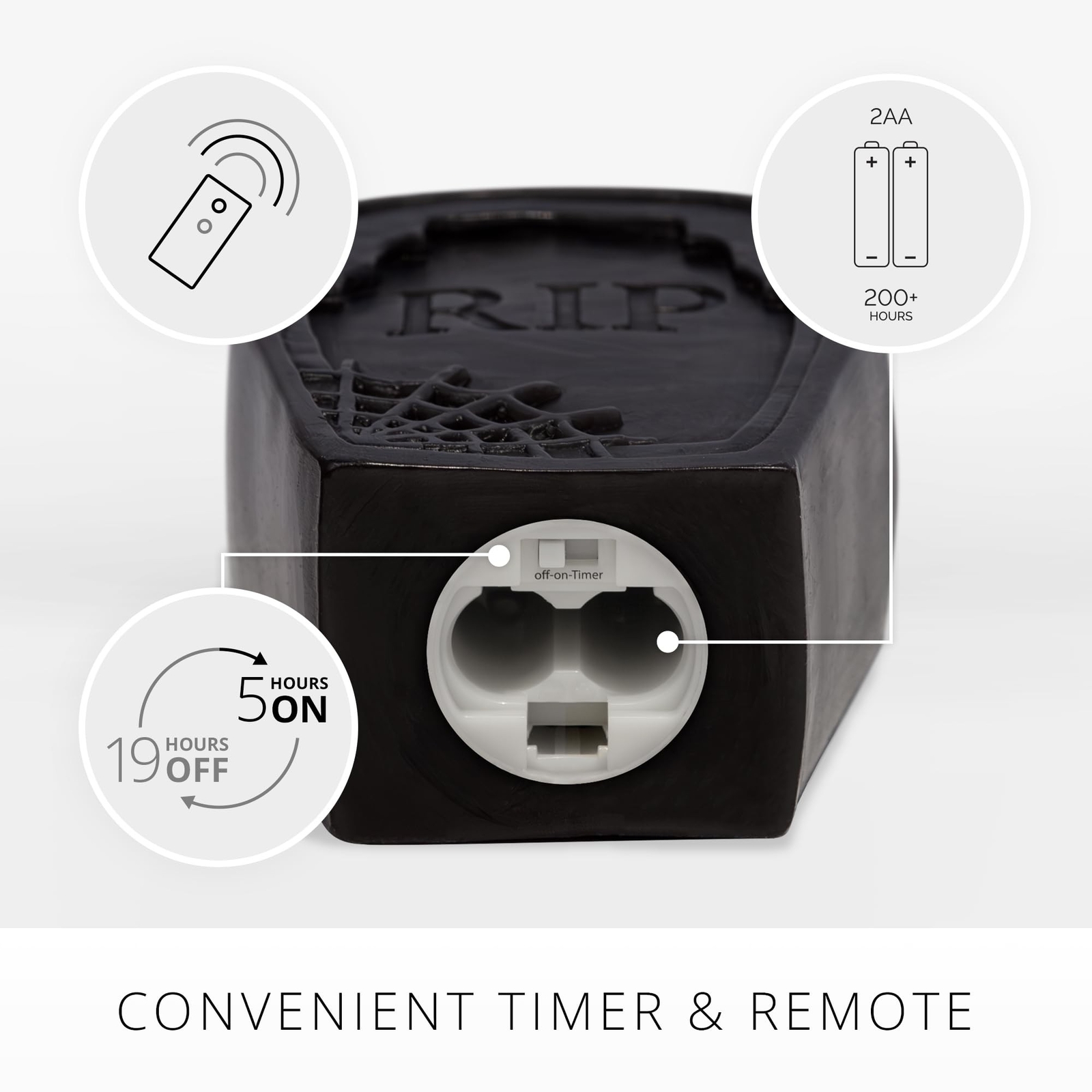 Luminara Black Flameless Candle RIP Tombstone Figural (2" x 5.5