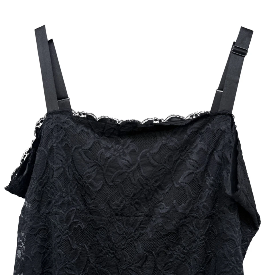 Camiseta sin mangas COLDWATER CREEK negra de encaje talla grande para mujer Foto 2 de 4