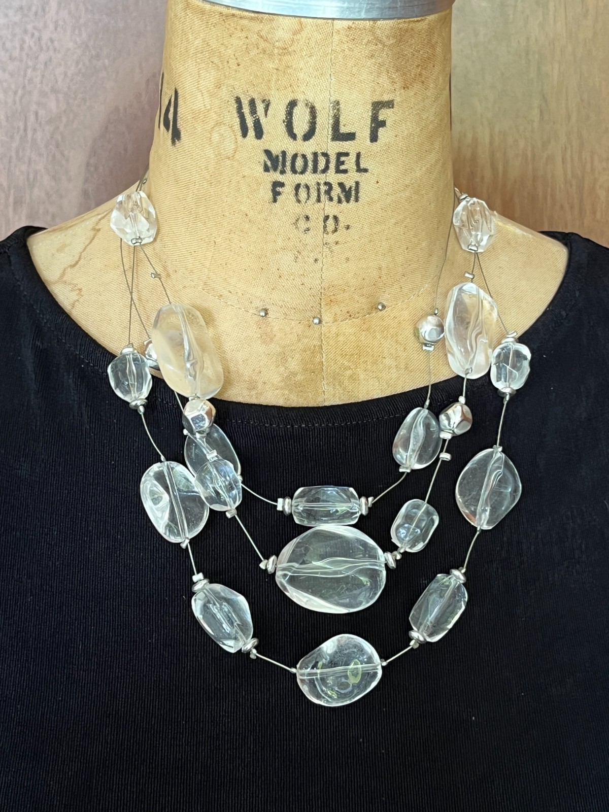 Chicos Multi Three-Strand Floating Wire Clear Bea… - image 2