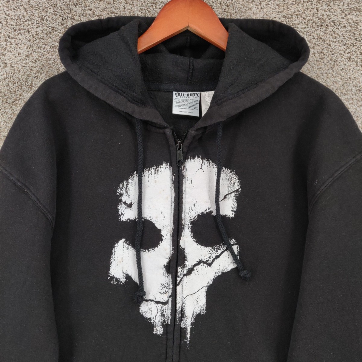 Call Of Duty Ghosts Hoodie Mens Large Black Full Zip Sweatshirt