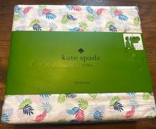 Kate Spade Full Colorful Palm Leaves Tree Leaf Sheet Set 100% Cotton Percale 4Pc