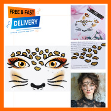 Leopard Face Costume Gems Self-Adhesive Halloween Face Stickers Festival Party