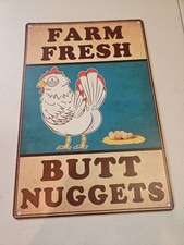 Farm Fresh Butt Nuggets, Chicken Egg, 8 X 12 Metal Sign