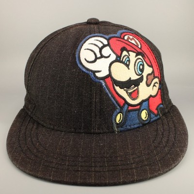 Nintendo Hat Cap Super Mario Bros Fitted S/M Brown Gamer Gaming Retro Vintage