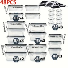 48 Piece Food Storage Containers w/ Labels And Marker