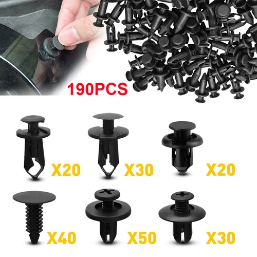 190PCS Car Clips Car Body Fastener Plastic Trim Push Rivet Panel Fender Retainer