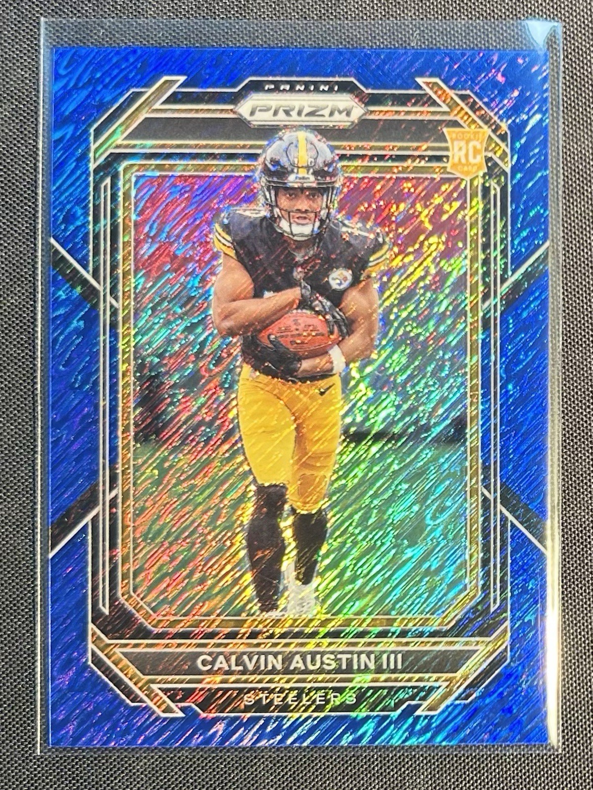2022 Panini Prizm #338 Calvin Austin III Rookie Blue Shimmer RC /25 Steelers SSP