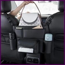 Organizador colgante para asiento de coche de cuero PU con portavasos