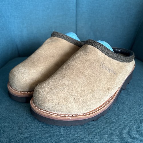 Vintage Simple Slip On Clogs Shoes Suede Slides Comfort Walk Ladies ...