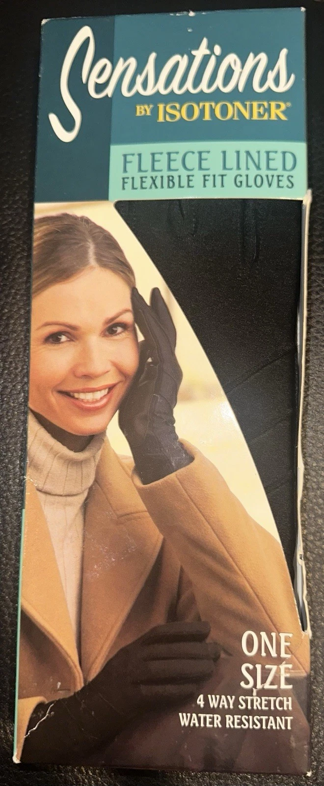 Black Water Resistant 4 Way Stretch Gloves Sensation By Isotoner