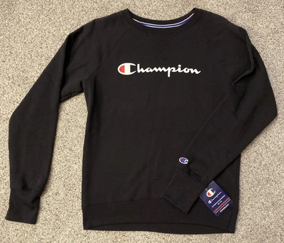 #ad Champion Women#x27;s Size Small Black Long Sleeve Crew Neck Pullover Sweatshirt $15.00