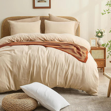 Muslin Duvet Cover Queen Size - 100 Organic Cotton, Soft Textured Gauze Weave D