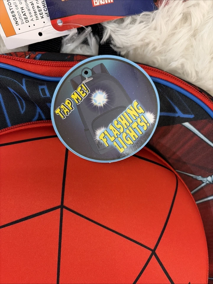 Marvel Spiderman 17”Backpack Amazing Spider-Man Sport School Flashing Lights New - Image 3 of 4