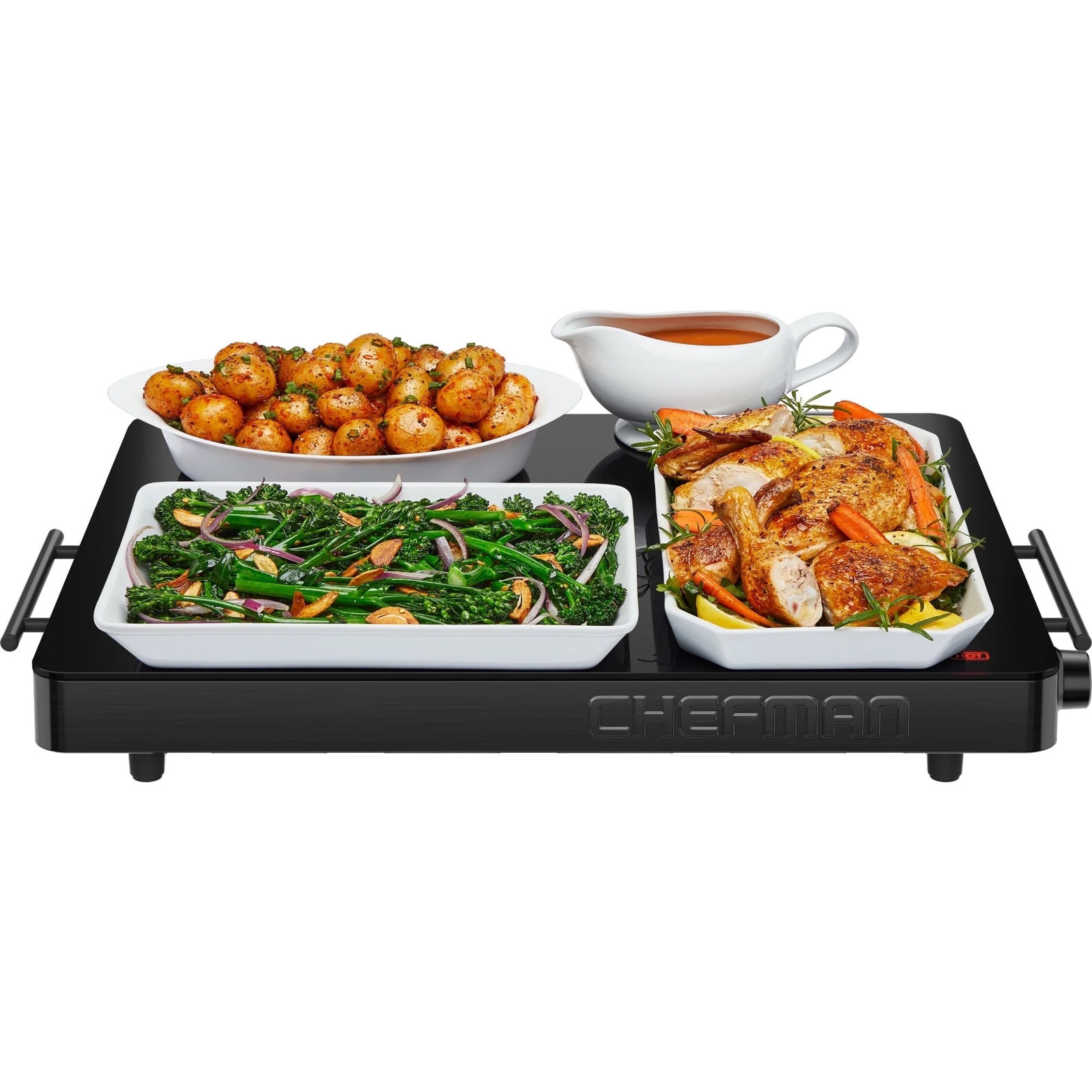 Electric Warming Tray W/ Adjustable Temperature Control Glas