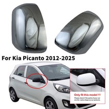 For Kia Picanto 2012-2025 Abs Chrome Side Wing Mirror Cover Caps Trim No Light