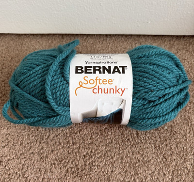 Bernat Softee Chunky Super Bulky Yarn Skein 100% Acrylic Teal Waves No Dye Lot