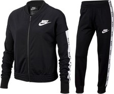 Nike DM8513 010 Girl's Sportswear Tracksuit Black/White/White Kids Set Size L +
