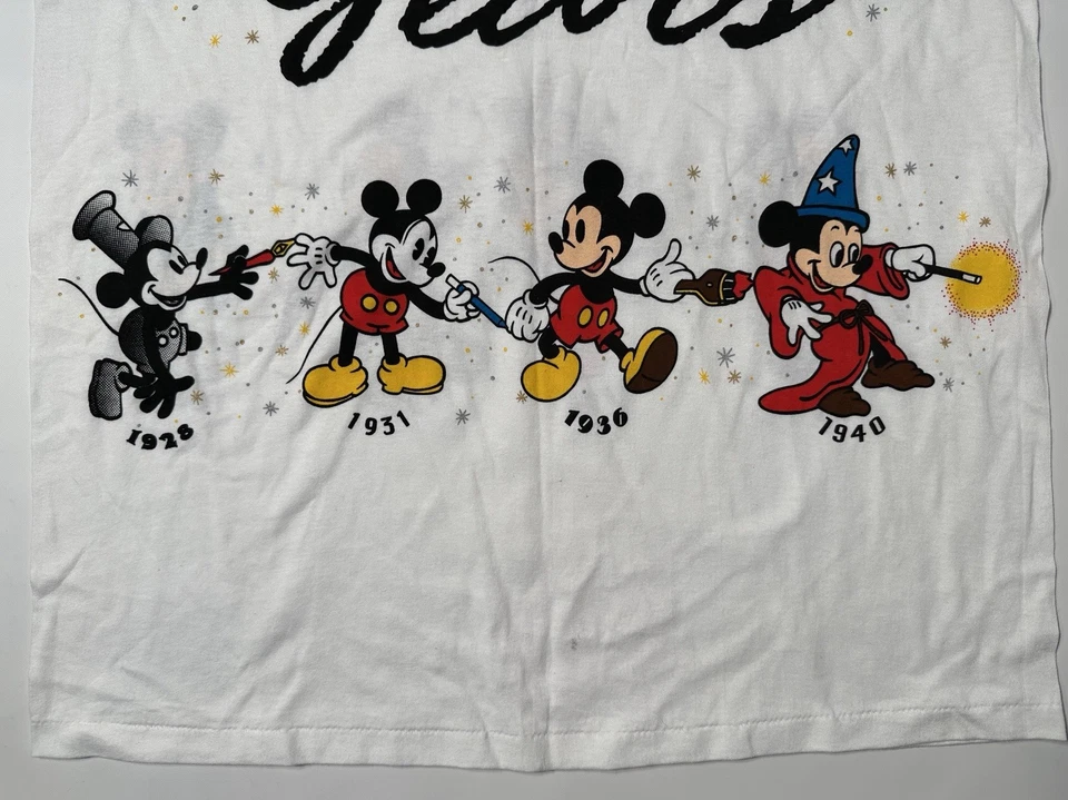 NEW Vintage Disney Mickey Through The Years Double Sided T-Shirt NOS w/ Tags S/M - Image 2 of 4