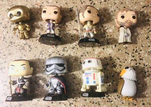 Funko Pop! Star Wars Lot Of 8 Loose Luke Leia Rey C3PO Phasma R5D4 Porg Chirrut