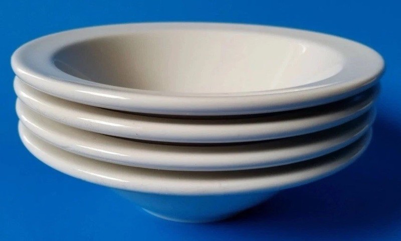4 VTG Homer Laughlin Best China "Restaurant White" Flat Rimmed Bowls HHA HHB EUC
