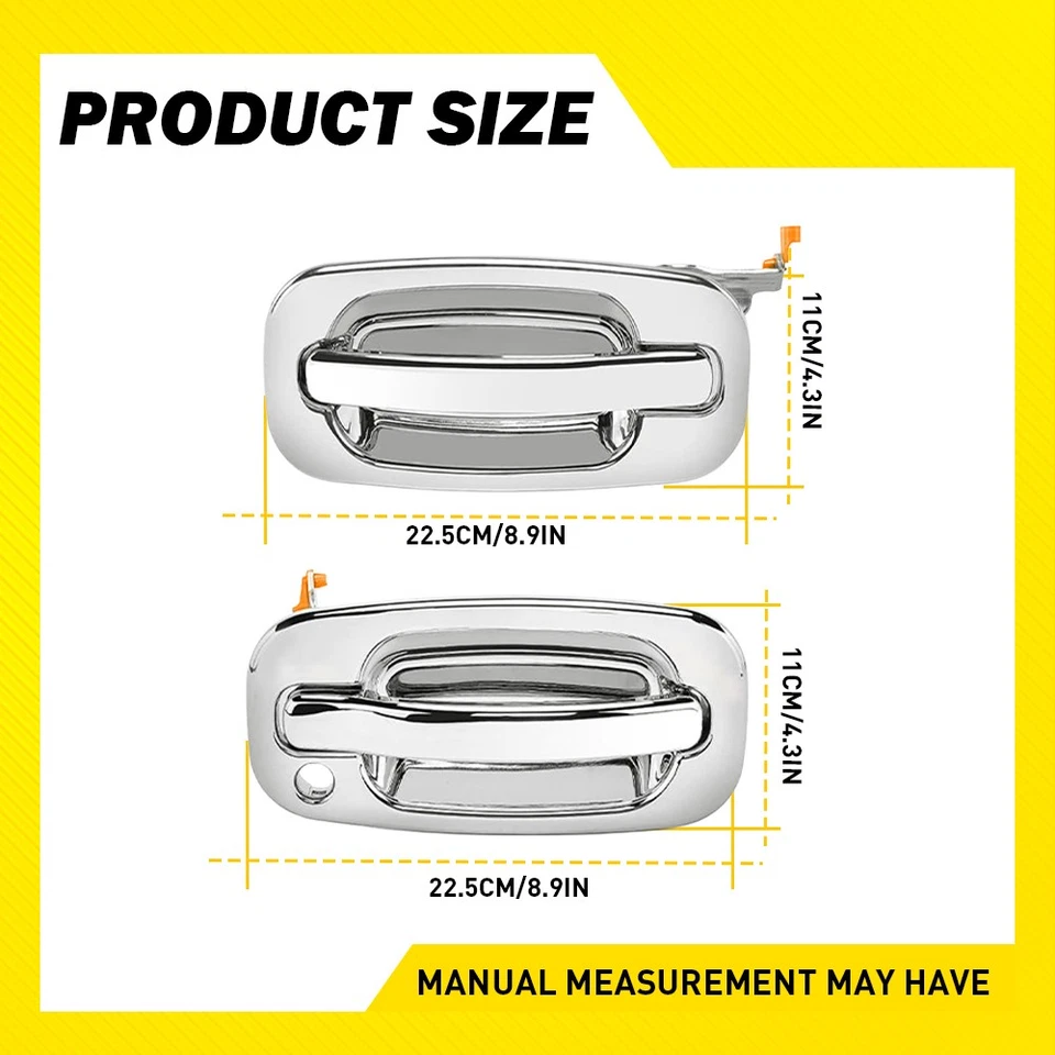 4-20X Front Exterior Door Handle Set Chrome For 99-06 Chevy GMC Silverado Sierra - Image 4 of 4
