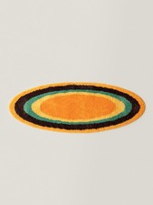 Ripple Oval Rug Retro Yellow Microfiber Absorbent Non-Slip Bottom 47.3x17.72