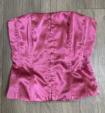 Princess Polly Pink Satin Corset Top Strapless Boned Size 2