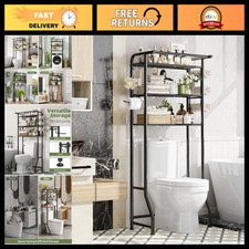 Over The Toilet Storage Cabinet - Metal Bathroom Shelf Organizer, 3 Tier with Ho