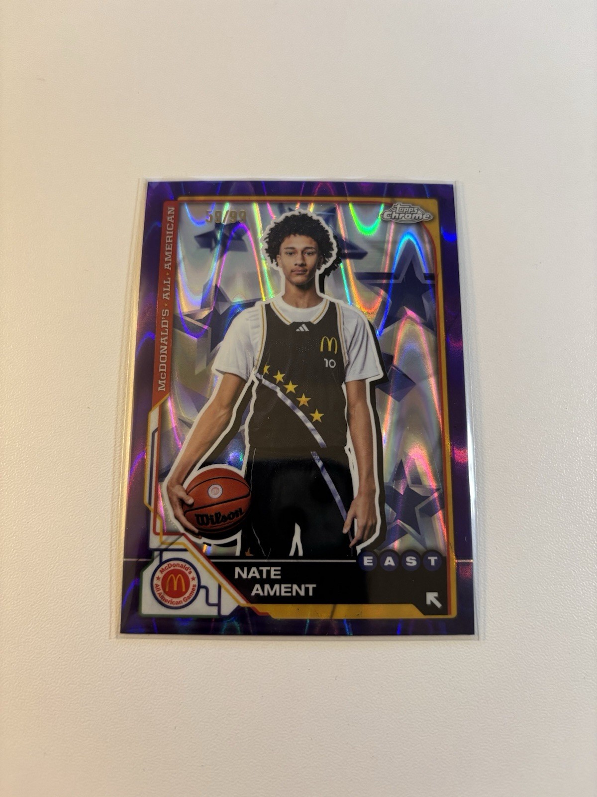 2025 Topps McDonald's Chrome Nate Ament #3 Purple Raywave REF 67/99 XV44