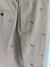 Men’s Brooks Brothers 346 Marlin Critter Embroidered Pants Chino 40x30 Beige
