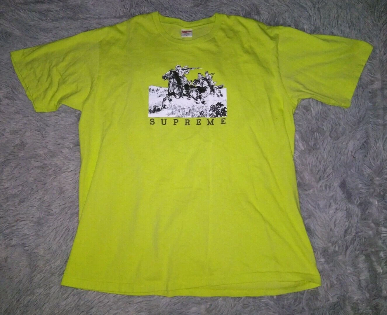 Supreme Riders T Shirt Homme XL Vert Néon Col Rond Pré Rétréci 100% Coton USA