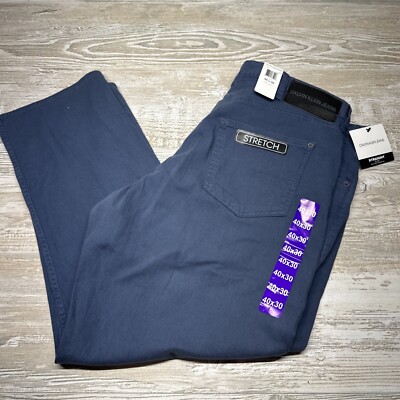 Calvin Klein Jeans Mens 40X30 CKJ 035 Straight Chino Stretch Blue Lightweight