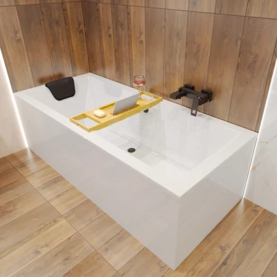 BADLAND Badewanne Rechteck L:155-190 | B:70-90 Acrylschürze Styropor Wannenträger Ablauf