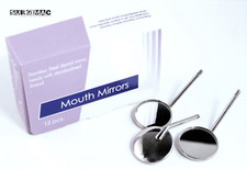 Dental Premium 12 x Mouth Mirror heads Simple Stem #5 + Free Handle