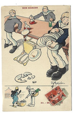 ILLUSTRATION SIGNEE GERVESE  NOS MARINS  MARINE DE GUERRE