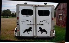 2 LARGE 12.5" WALKING HORSE STICKERS MIRRORED TENNESSEE WALKER DECAL HORSE Show 