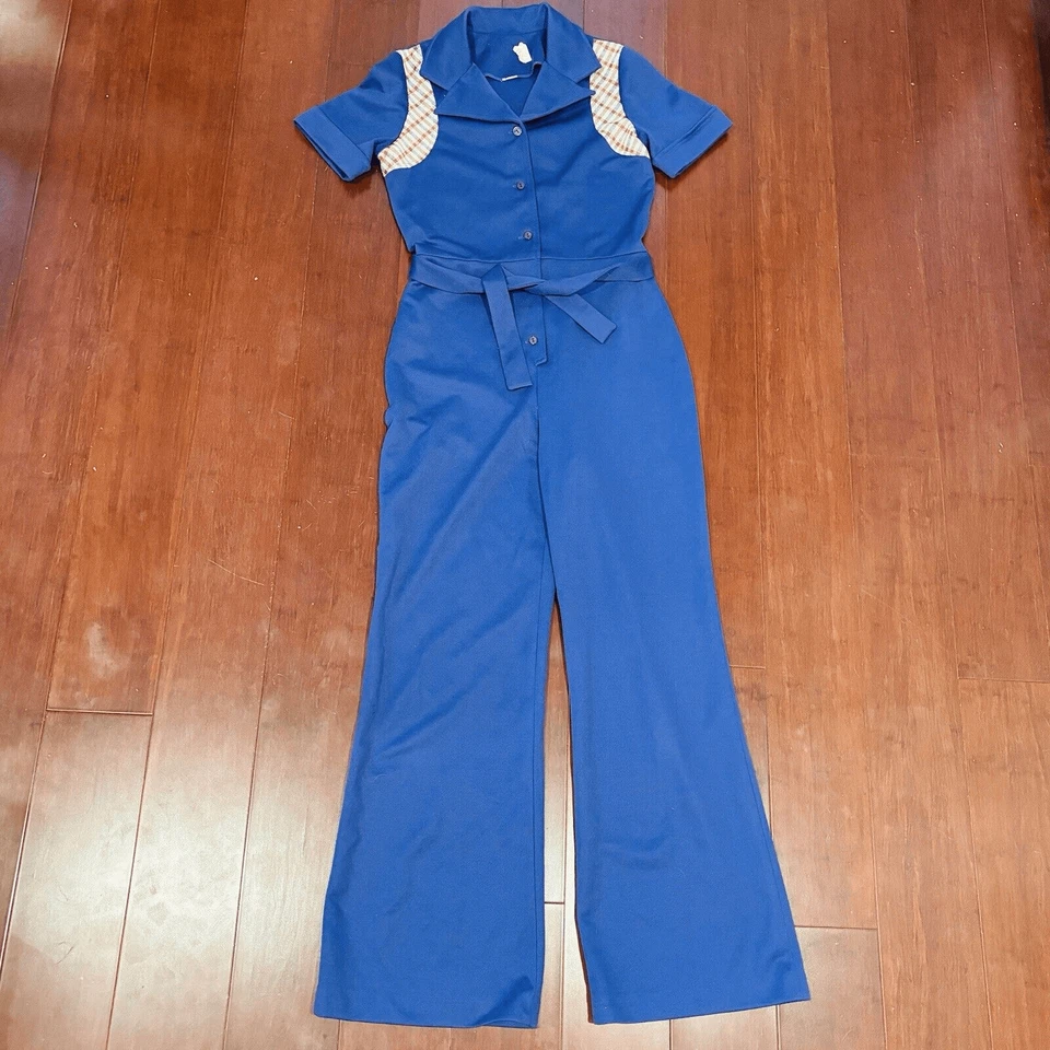 Mono vintage años 70 púrpura mameluco campana parte inferior pierna acampanada ancha corte bootcut Foto 3 de 4