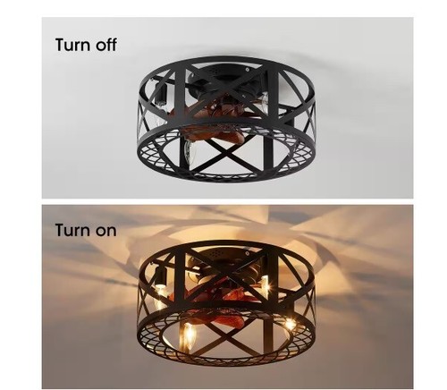Genoxydic 18 in. Indoor Black Flush Mount Ceiling Fan with Light and Remote - Picture 10 of 13