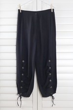 IC CONNIE K Collection 148 Black Pleated Button Cinch Hem Pants Size Small