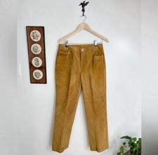 Vintage 90s Suede Leather Pants Women Size 10