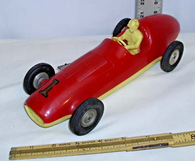 PAGCO JET OPEN WHEEL RACE CAR WIND UP PLASTIC TOY 1958 IN RED & WHITE ...