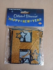 Happy New Year Banner -4 In. Cluttered Streamer Letters