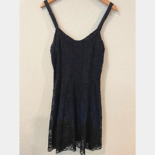 ~ Free People Lg schwarz blau ombre Spitze Boho Minikleid Stretch ärmellos - Bild 4 von 13