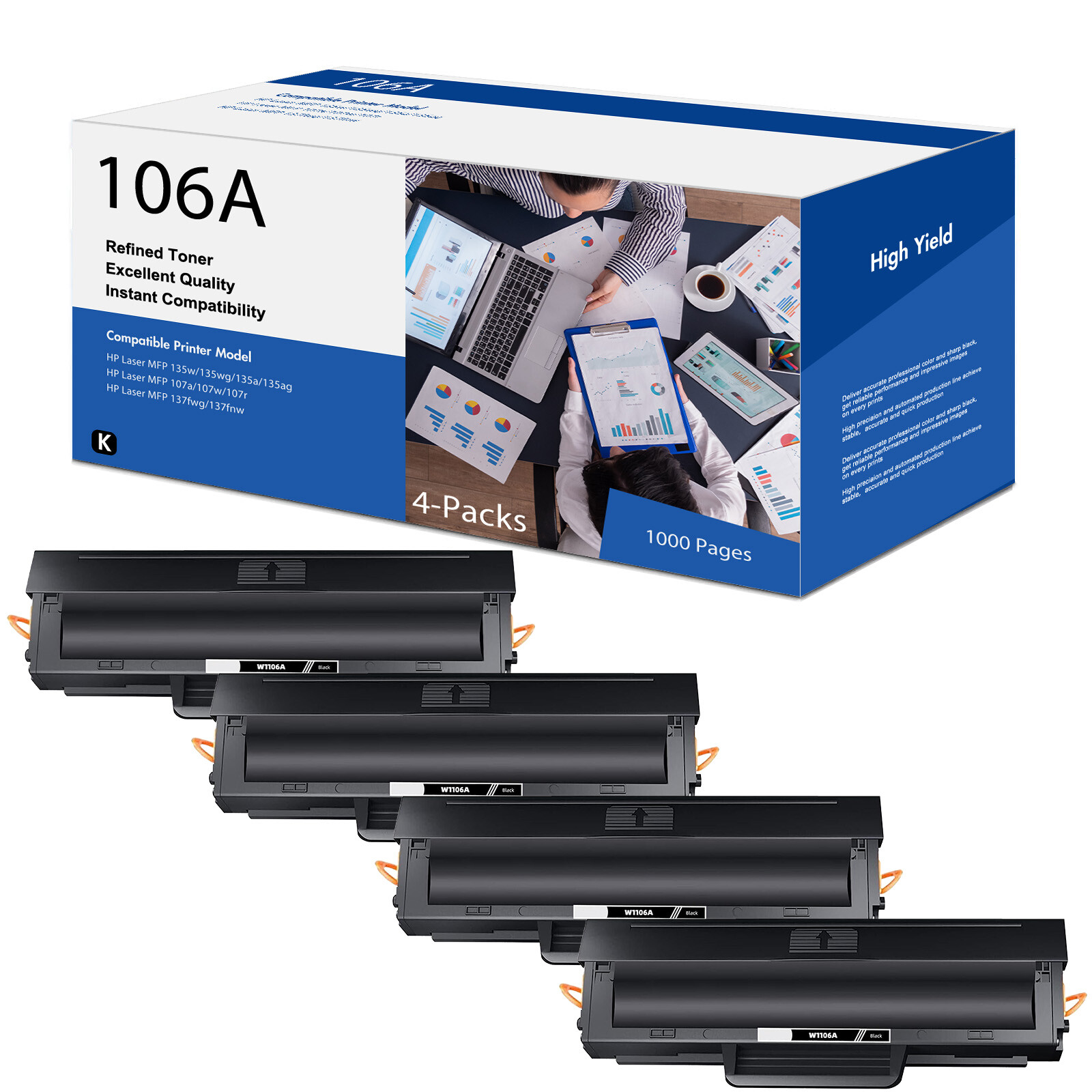 Hp Laser Mfp 135wg Toner Wechseln 4 XXL Toner für HP 106A W1106A Laser 107a 107w MFP 135wg MFP 137fwg