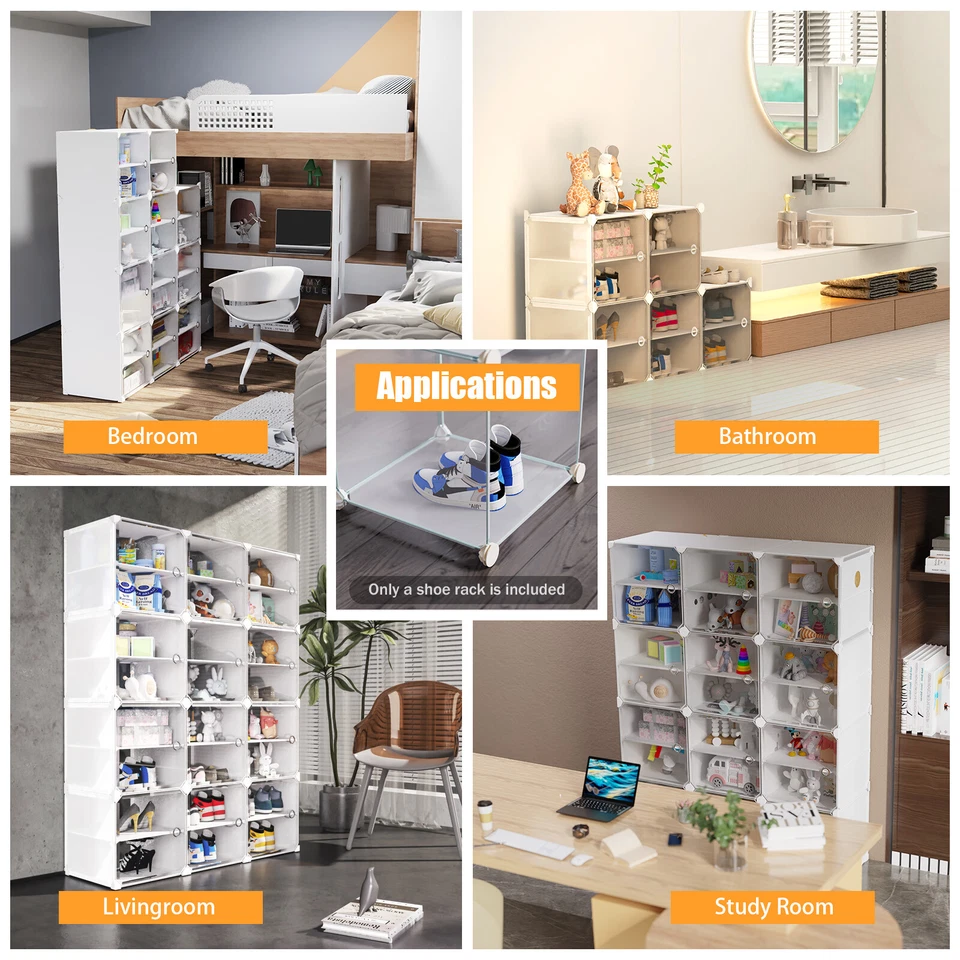 Zapatero organizador de 12 niveles apilable 96 pares armario caja de zapatos gabinete de almacenamiento Foto 3 de 4