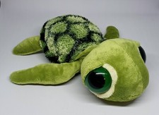 Tortuga marina de felpa Aurora 10" de largo única grande verde ojos tristes suave adorable