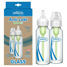 Dr. Brown's Natural Flow Anti-Colic Options Narrow Glass Baby Bottle 8 oz/250mL