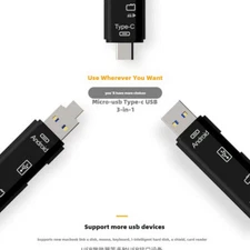 New Black 5 in 1 TF/SD Card Reader MicroUSB USB 3.0 Type-C For Camera Monitor PC